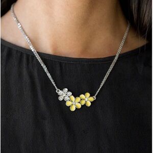 Hibiscus Hacienda Paparazzi Yellow and Silver Floral Necklace